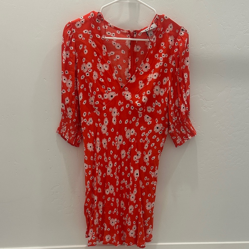 RIXO Red and White Floral Mini Dress